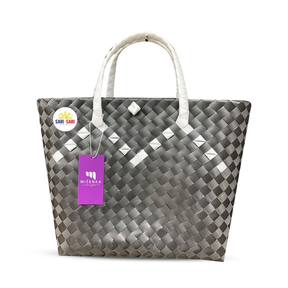 Misenka Handicrafts Philippine Bayong Midnight Black Pearl White Classic TwoTone